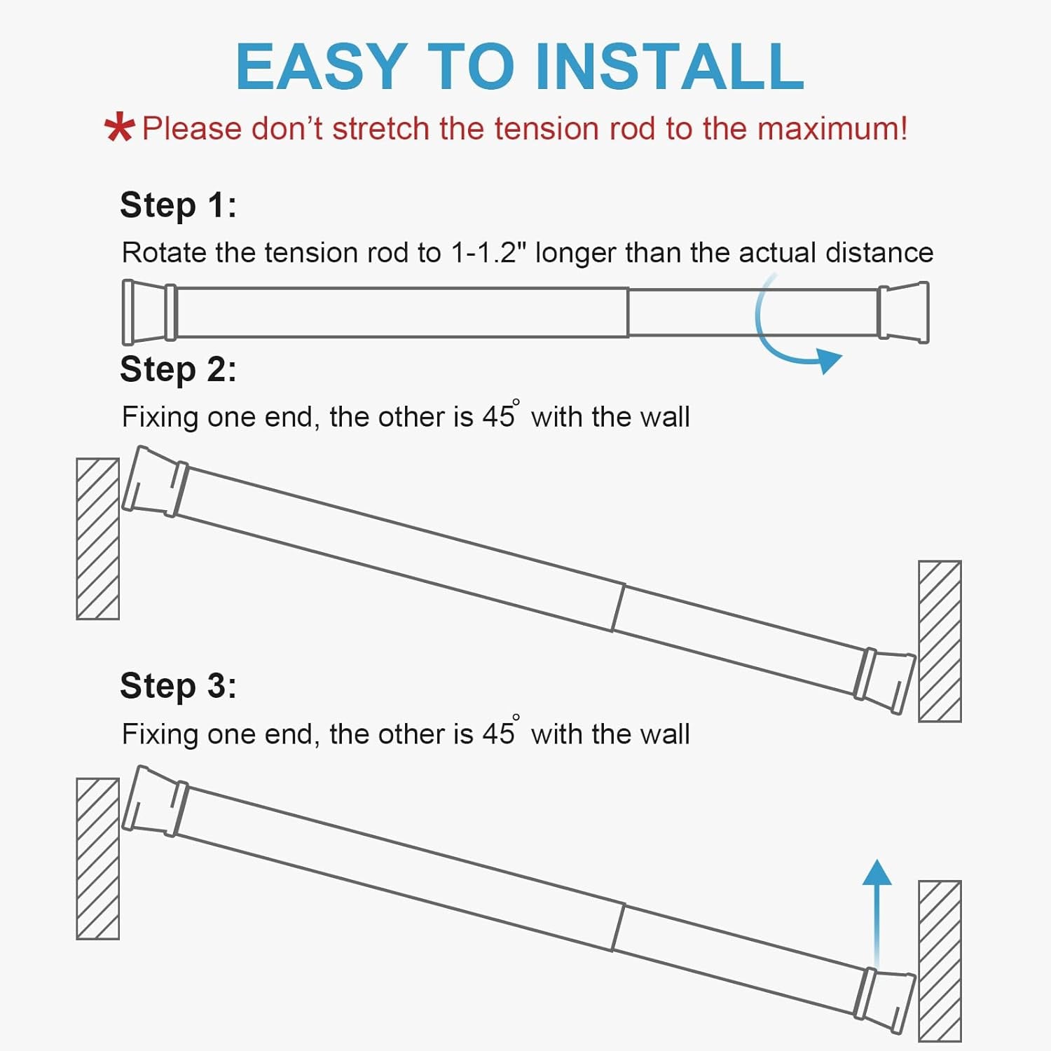 Spring Tension Rod,  Small Tension Rod, 5/8" Diameter No Drilling Expandable Short Tension Rods Spring Rods, Tension Rods for Closet, Cupboard, Hanging Clothes, White, 2 Pack (10-15.7 Inch)