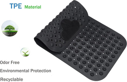 Bath Tub Mat Shower Mat Non Slip Bathtub Mats with Suction Cups Bath Mat for Tub Bathroom Mats 28" X 16" Machine Washable (Black)