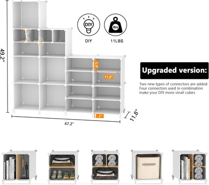 Cube Storage Organizer Closet Storage 12 Cube Shelves, Large and Small Cubes, DIY Portable Closet Clothes Storage Shelfs for Home, Bedroom, White