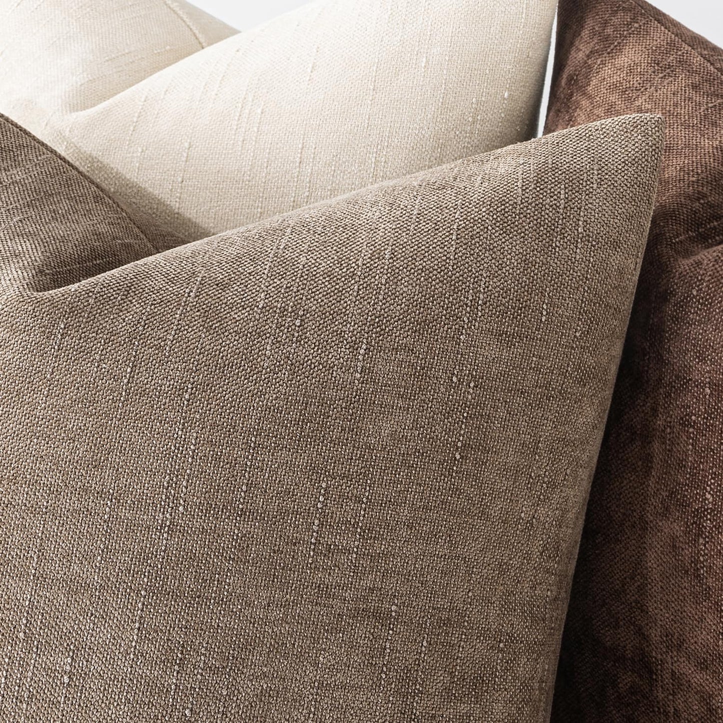 Pack of 2 Decorative Throw Pillow Covers Soft Chenille Throw Pillows Solid Neutral Farmhouse Textured Cushion Covers for Couch Sofa Bedroom Living Room 18X18 Inch, Taupe Grey