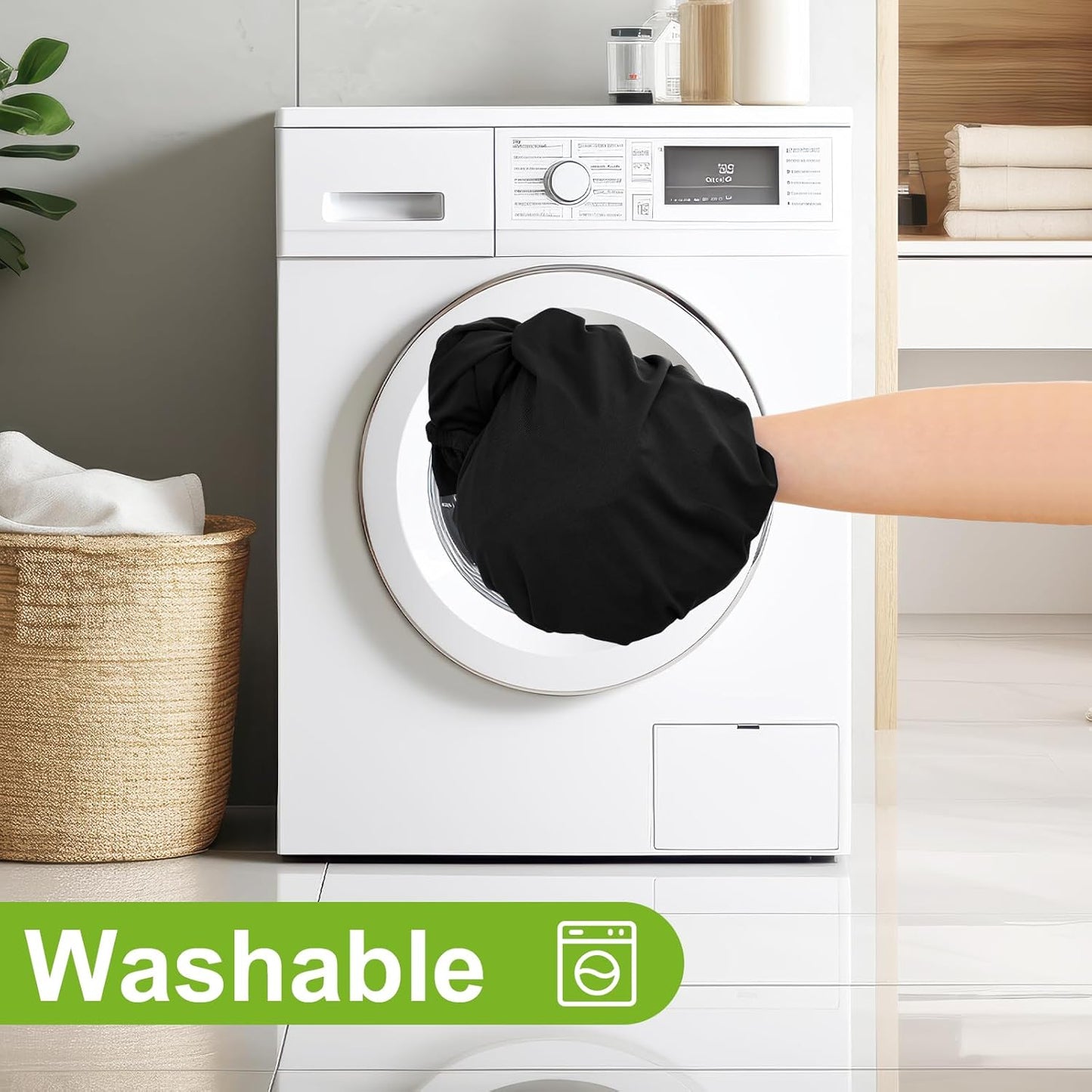 round Spandex Tablecloth, Elastic Fitted Washable Tablecloths for 36"-44" Tables, Waterpoof Stretch Picnic Table Cover for Dining, Indoor and Outdoor, Black