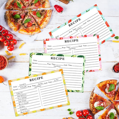 72 Blank Recipe Cards for Bridal Shower and Wedding - 4X6 Double Sided, 4 Fruit Design