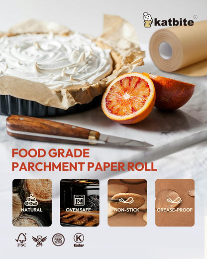 Unbleached Parchment Paper Roll - 15" x 242', 300 sq. ft., Non-Stick with Serrated Cutter for Baking, Cooking, and Air Frying