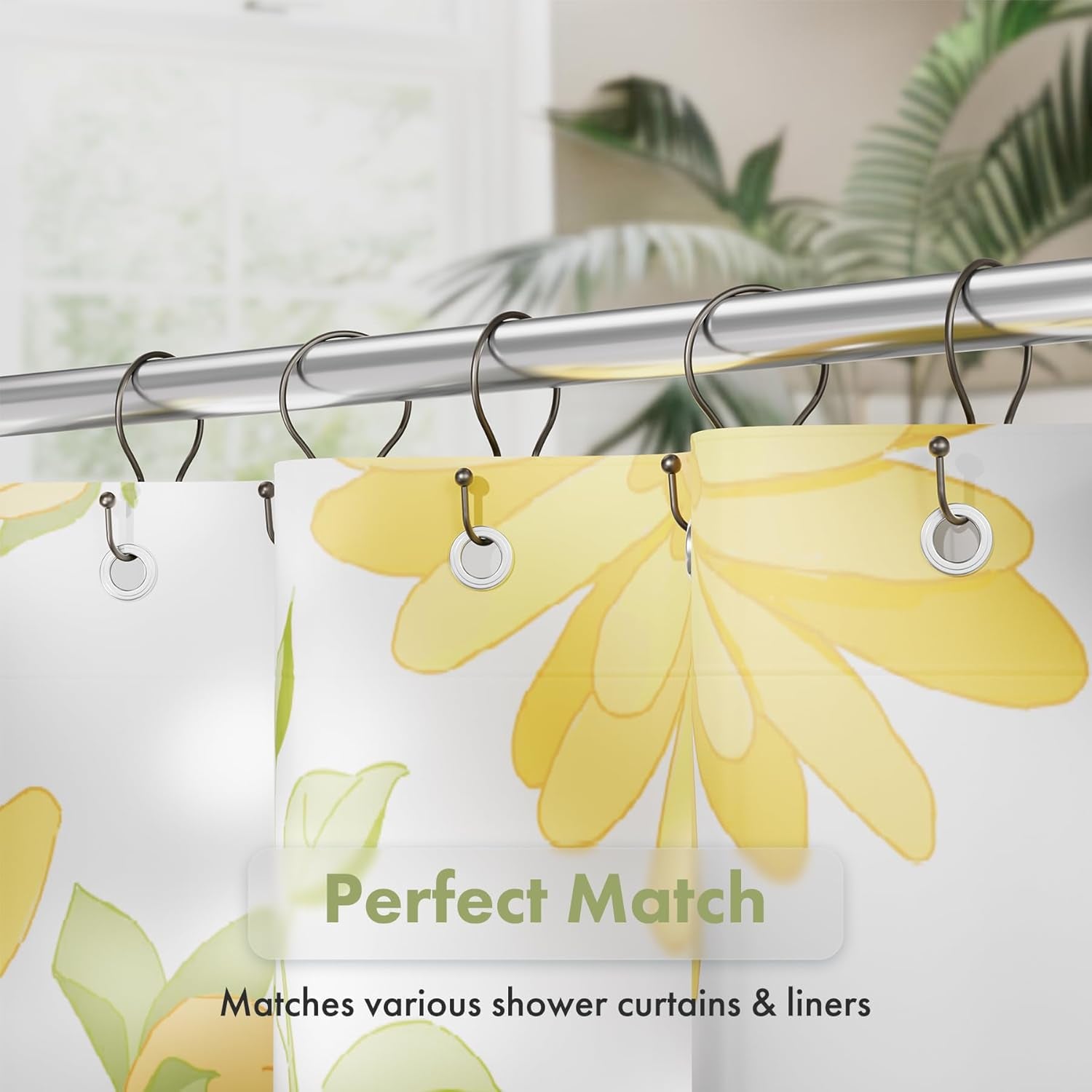 Shower Curtain Hooks Black Shower Curtain Rings, Simple Double Hook Shower Curtain Hooks Rust Proof, Smooth Sturdy Metal Shower Hooks for Shower Curtain Rod, 12 Pcs Shower Rod Hooks