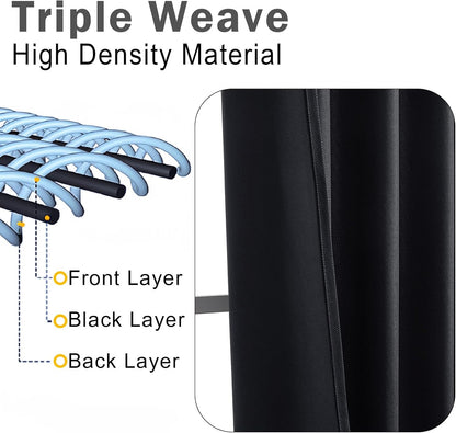 Dot Black Blackout Curtains for Bedroom 63 Inch Length 2 Panels Set, Thermal Insulated Energy Saving Noise Reducing Rod Pocket Back Tab Window Curtain Drapes, Each 40Wx63L