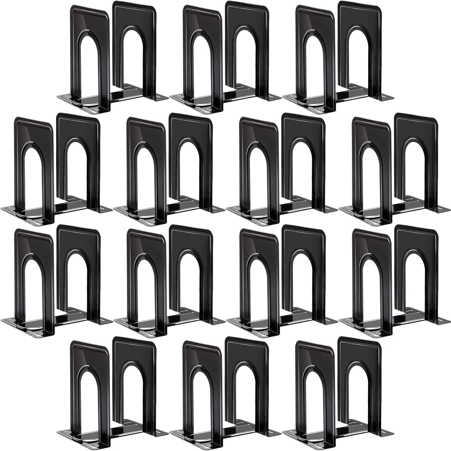 14 Pair Book Ends for Shelves, 28 Pcs Metal Bookends Book Holder for Shelf, Heavy Book Stopper for Desk, Simple Library Office Home Bookend, 4.9 X 5.7 X 6.5 In, Black