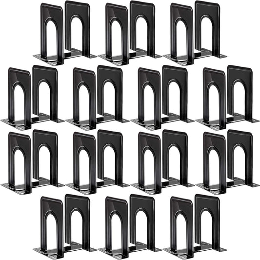 14 Pair Book Ends for Shelves, 28 Pcs Metal Bookends Book Holder for Shelf, Heavy Book Stopper for Desk, Simple Library Office Home Bookend, 4.9 X 5.7 X 6.5 In, Black