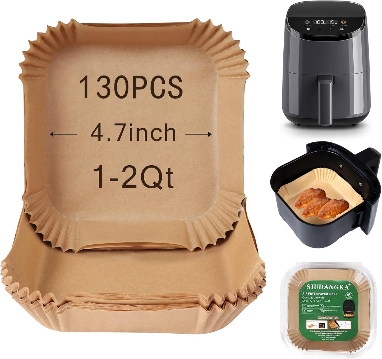 Small Air Fryer Liners Disposable Compatible with COSORI 2.1 Qt Air Fryer, 130 PCS Mini Air Fryer Liners Parchment Paper Baking Sheet for COSORI 2.1 Qt Accessories