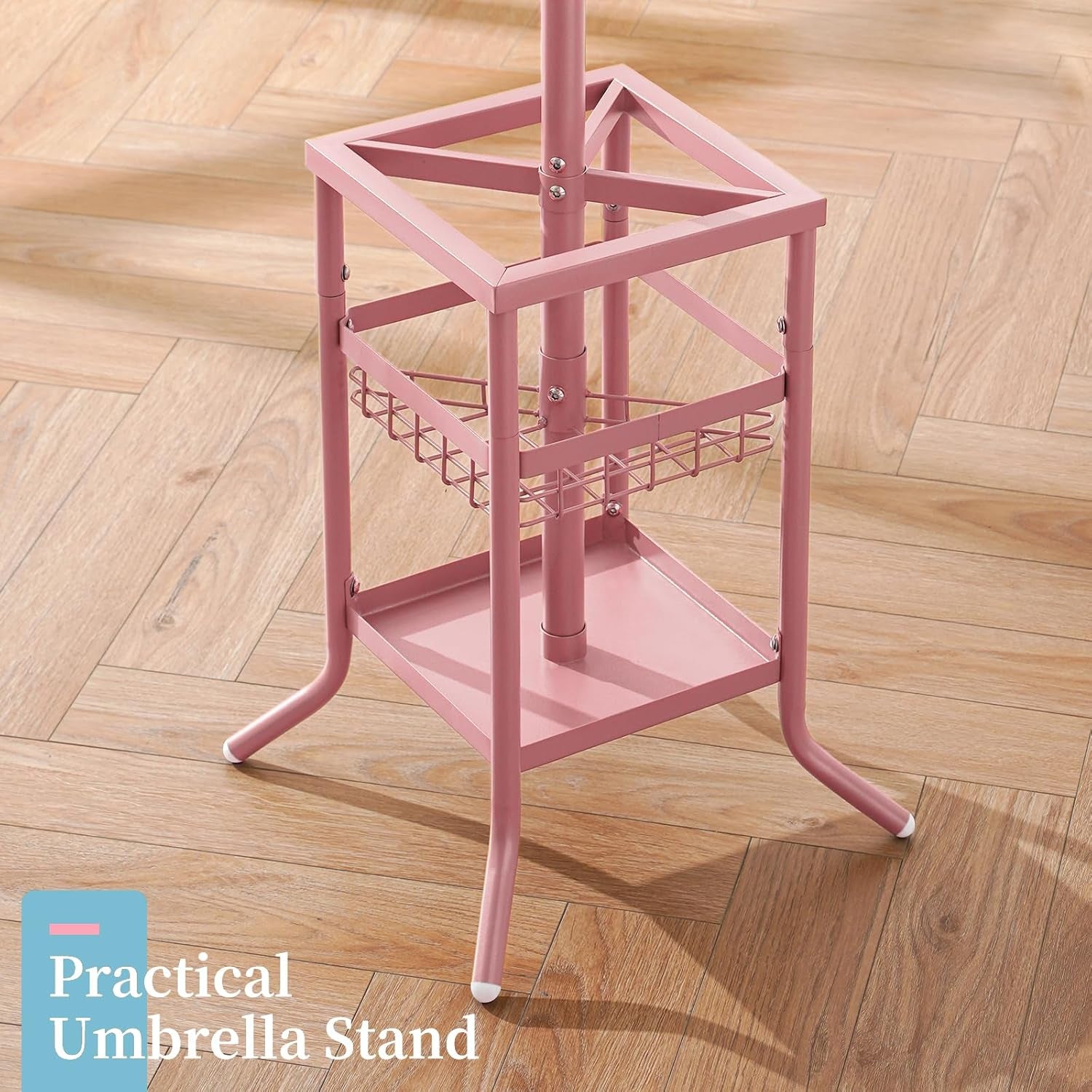 Coat Rack Freestanding, Coat Tree with Umbrella Holder, Metal Coat Rack Stand with 12 Hooks, Modern Coat Hanger Stand for Entryway, Purse Rack Hat Rack Stand for Living Room Bedroom Office