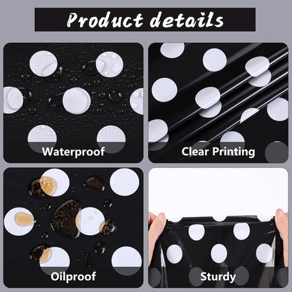 3 Packs Black Polka Dot Plastic Table Cloth 54X108 Inch Black and White Dots Mini Mouse Tablecloths Disposable Black Waterproof Picnic Table Covers for Rectangle Tables Birthday Party Supplies