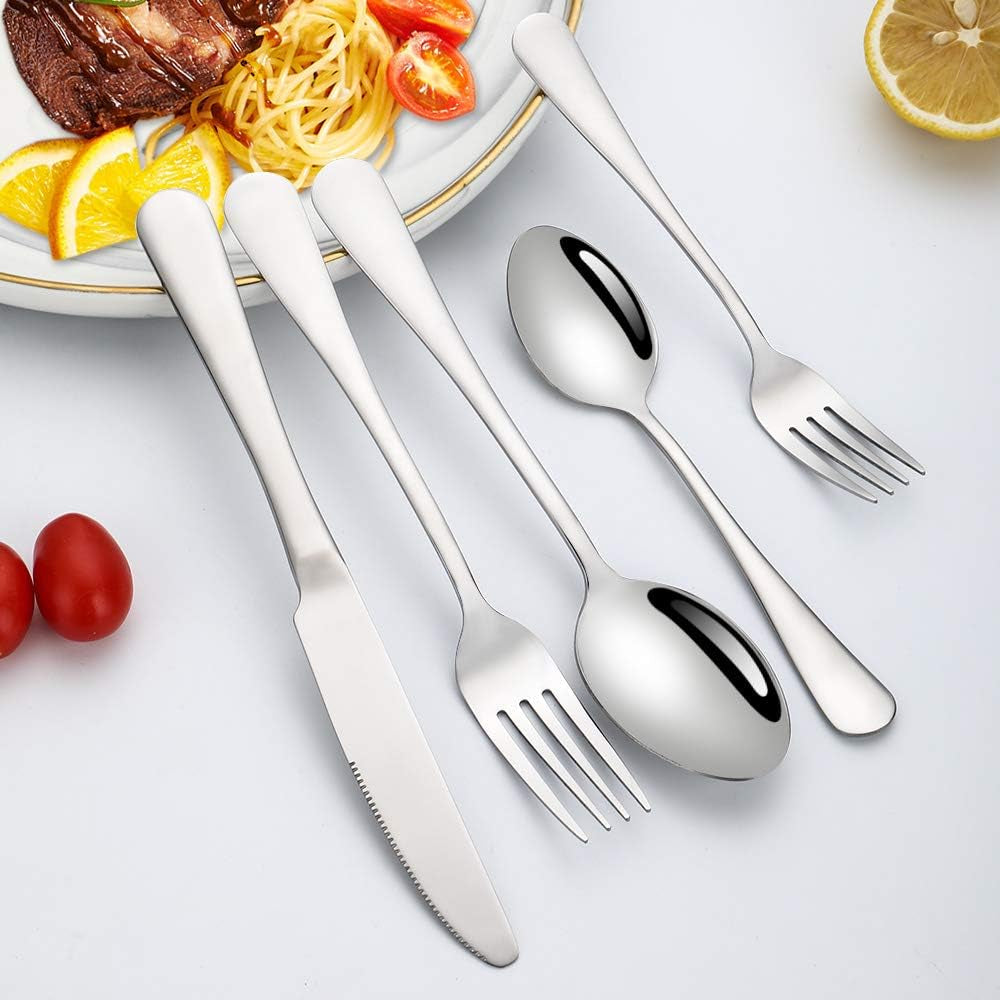 20-Piece Stainless Steel Flatware Set for 4 - Upgraded Mirror Polished Cutlery, Dishwasher Safe