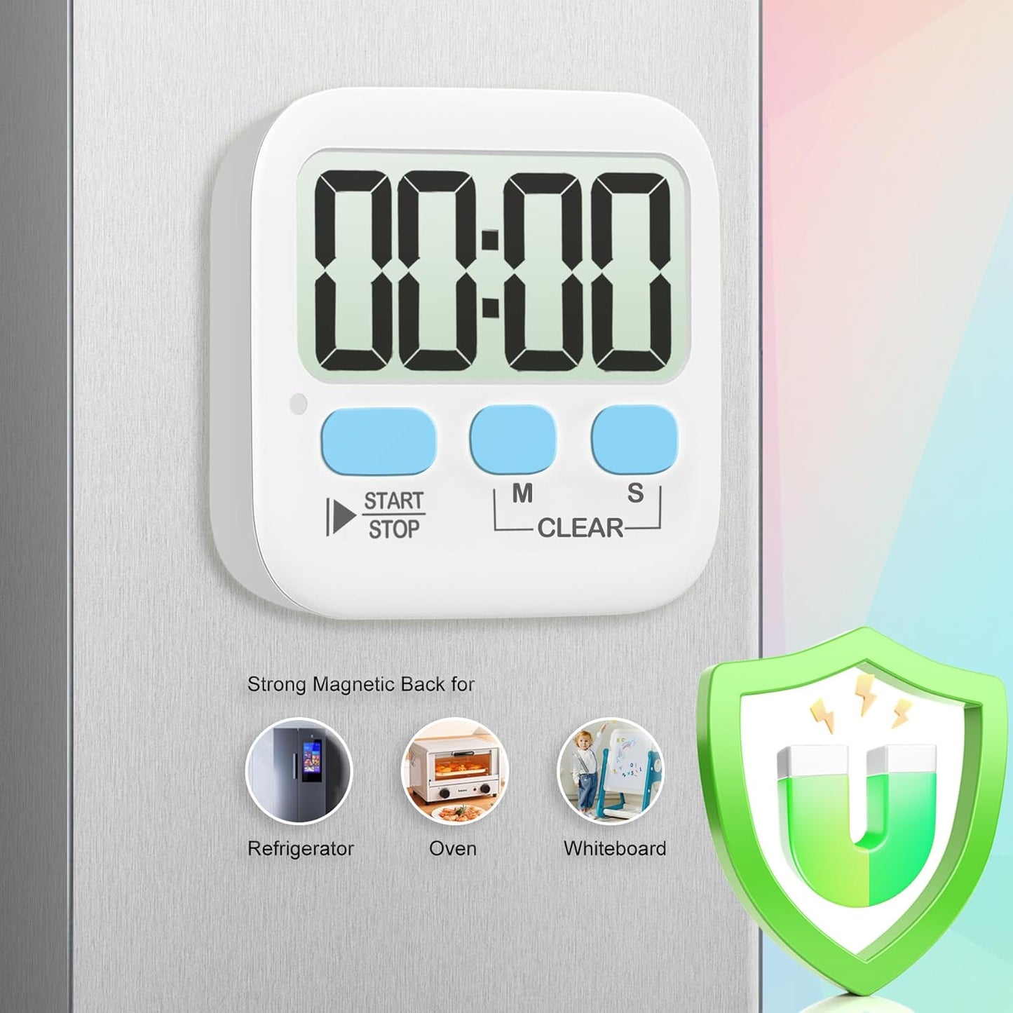 2 Pack Digital Timer for Kids, Magnetic Countdown Kitchen Timers for Cooking, Egg, Classroom, Teacher, Exercise, Study, Oven - Battery Included