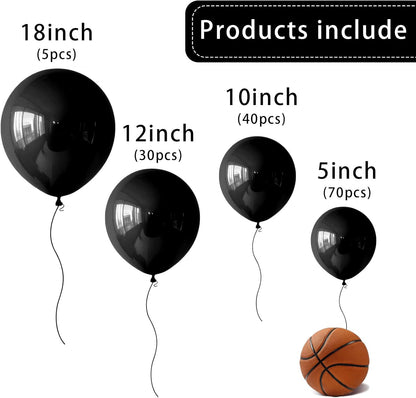 Black Balloons 145 Pcs Black Balloon Arch Kit Different Sizes of 18 12 10 5 Inch Balloon Garland Arch Kit, Latex Balloons for Birthday Party Decorations Graduation Wedding Decor