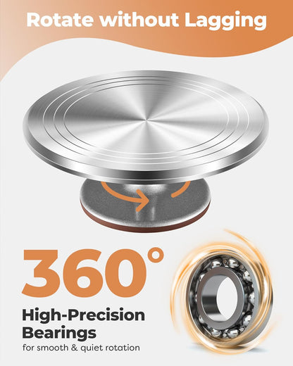 253 Pcs Cake Decorating Kit, 12" Aluminum Alloy Cake Turntable, 48 Numbered Icing Tips, 3 Russian Piping Nozzles, Offset and Straight Spatulas, Cake Leveler, Pastry Bags Baking Supplies