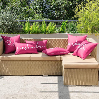Outdoor Waterproof Throw Pillow Covers Set of 2 Hello Sunshine Decorative Outdoor Square Pillowcases for Chair Patio Garden Couch Tent Balcony Sofa Hot Pink 20X20 Inch