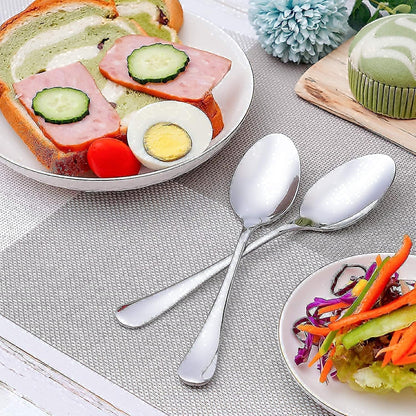 Dinner Forks and Dinner Spoons Bundle,16 Pcs 8" Food Grade Stainless Steel Silverware Forks & 16 Pcs 7.3" Stainless Steel Spoons,Mirror Finish & Dishwasher Safe,Use for Home,Kitchen or Restaurant