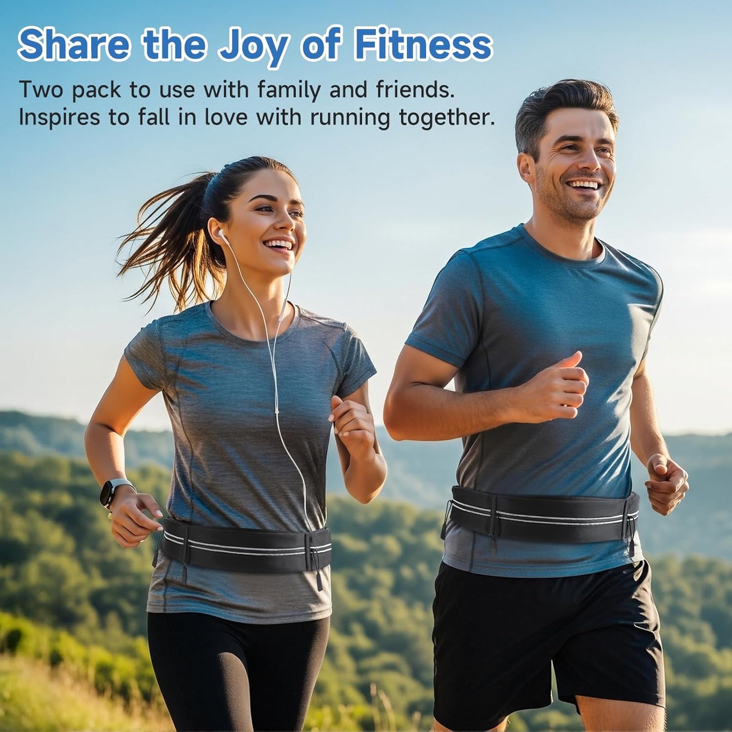 2 Pack Running Belt for Women Men, Running Essentials, Phone Holder for Running, Slim Waist Belt, Money Belt, Waterproof Fanny Pack, Running Accessories, Gym Belt, Belt Bag