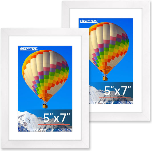 5X7 Picture Frame, White Photo Frame with HD Plexiglass, Display Pictures 4X6 with Mat or 5X7 without Mat Multi Picture Frames Collage for Tabletop or Wall Display, 2 Pack