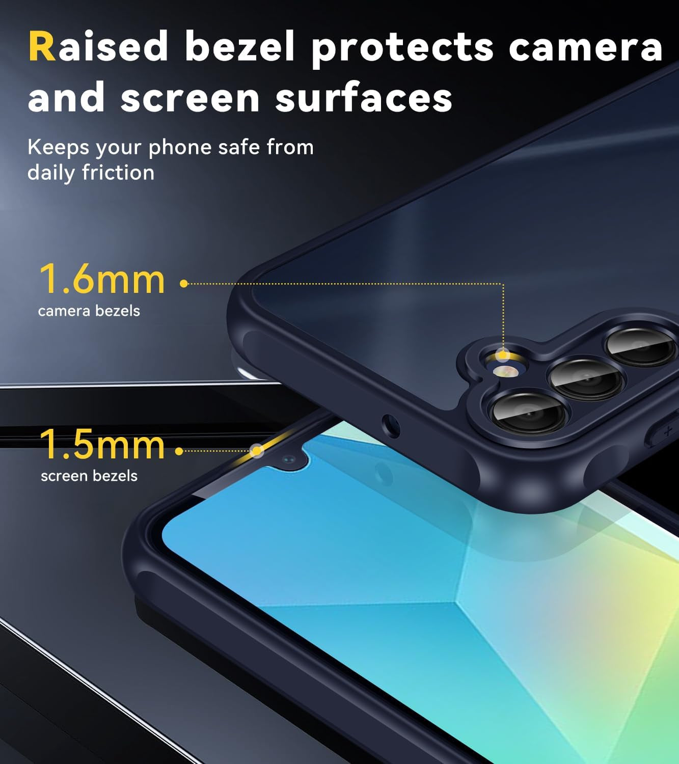 3-In-1 Case for Samsung Galaxy A16 5G with 2 Pack Tempered Glass Screen Protector, [Military Grade Protection] Matte Thin Slim Phone Bumper Cover Hard Back [Anti-Scratch] [Non-Yellowing]-Blue