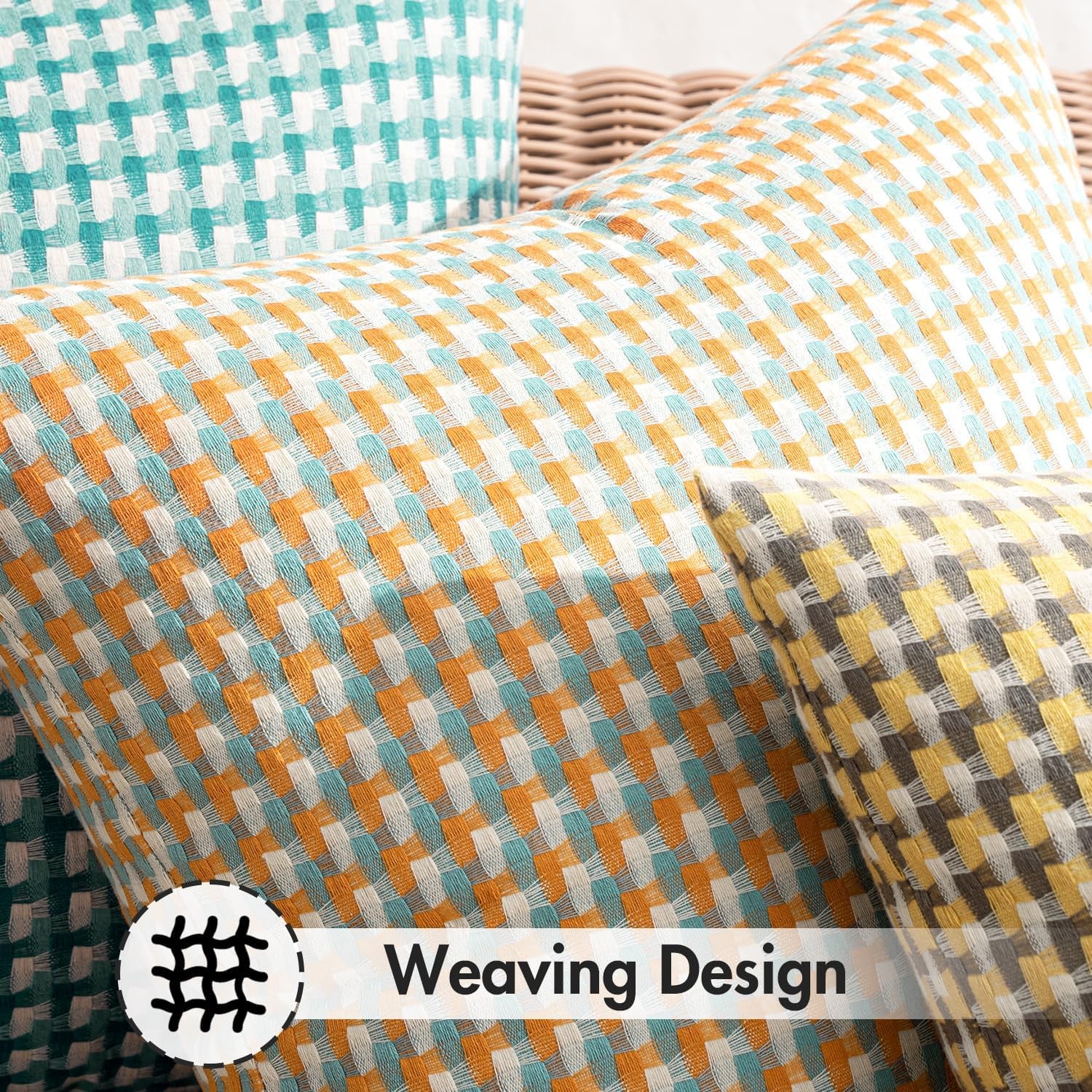 Pack of 2 Outdoor Throw Pillow Covers Decorative Farmhouse Square Waterproof Pillows for Tent Patio Garden Balcony Sofa, 12X20 Inch Orange Green