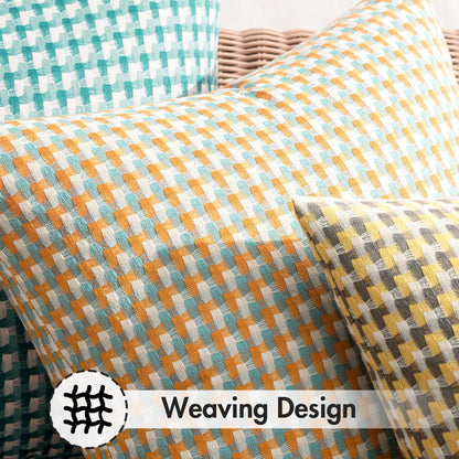 Pack of 2 Outdoor Throw Pillow Covers Decorative Farmhouse Square Waterproof Pillows for Tent Patio Garden Balcony Sofa, 12X20 Inch Orange Green