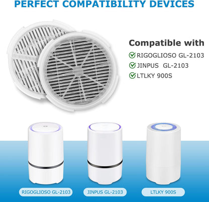 GL2103 Replacement Filter Set for RIGOGLIOSO, JINPUS, and LTLKY Air Purifiers - 2-in-1 HEPA and Activated Carbon Filters (3-Pack)