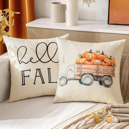 Fall White Pumpkin Throw Pillow Covers 18X18 Inch Thanksgiving Harvest Decorations Cushion Cases for Autumn Sofa Couch Set of 4