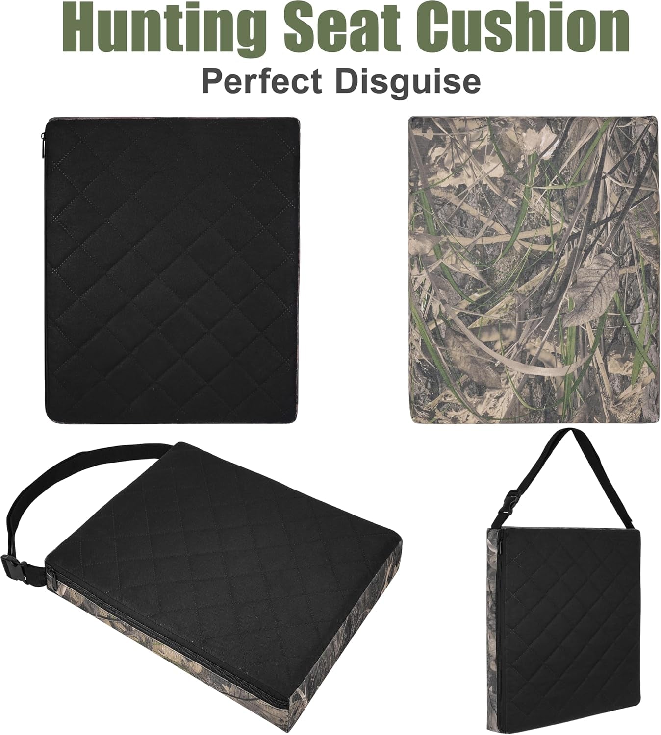 1PCS Portable Hunting Seat Cushion, 16.5 X 14.1 X2.3In Thickening Lightweight Outdoor Cushion, Waterproof Sponge Dirty Proof Pad for Hunting, Camping, Stadium, Outdoor Sports(Water Plants)
