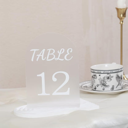 Table Numbers Wedding Seating Chart 5X7Inch Acrylic Table Number Holders Wedding Decorations for Reception Perfect for Decoration, Party, Anniversary, Event (Matte White, 1-15)