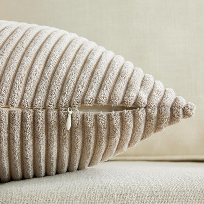 Set of 2 Taupe Boho Lumbar Rectangle Decorative Throw Pillow Covers 12X20 Inch with Diagonally Pattern for Couch Bed Sofa, Soft Corduroy Accent Modern Farmhouse Home Decorations 30X50 Cm