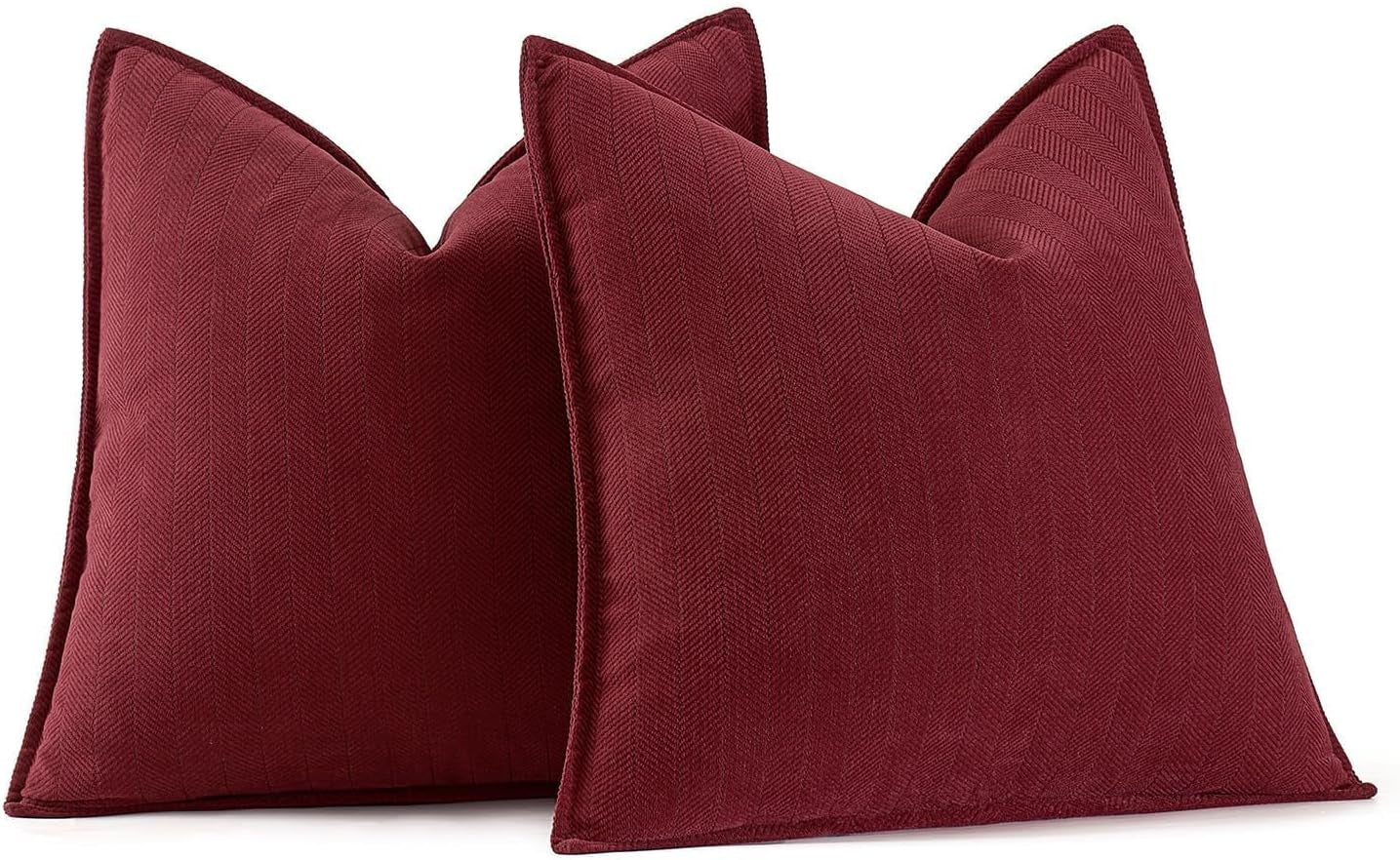 Pack of 2 Christmas Burgundy Decorative Pillow Covers 18X18 Inch Soft Chenille Luxurious Couch Throw Pillows Farmhouse Cushion Covers with Elegant Design for Sofa Bedroom Living Room Decor