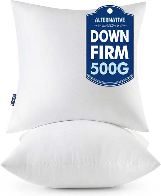Throw Pillow Inserts, Set of 2, 18x18 Inches, 100% Virgin Fiber Filling for Bed and Couch