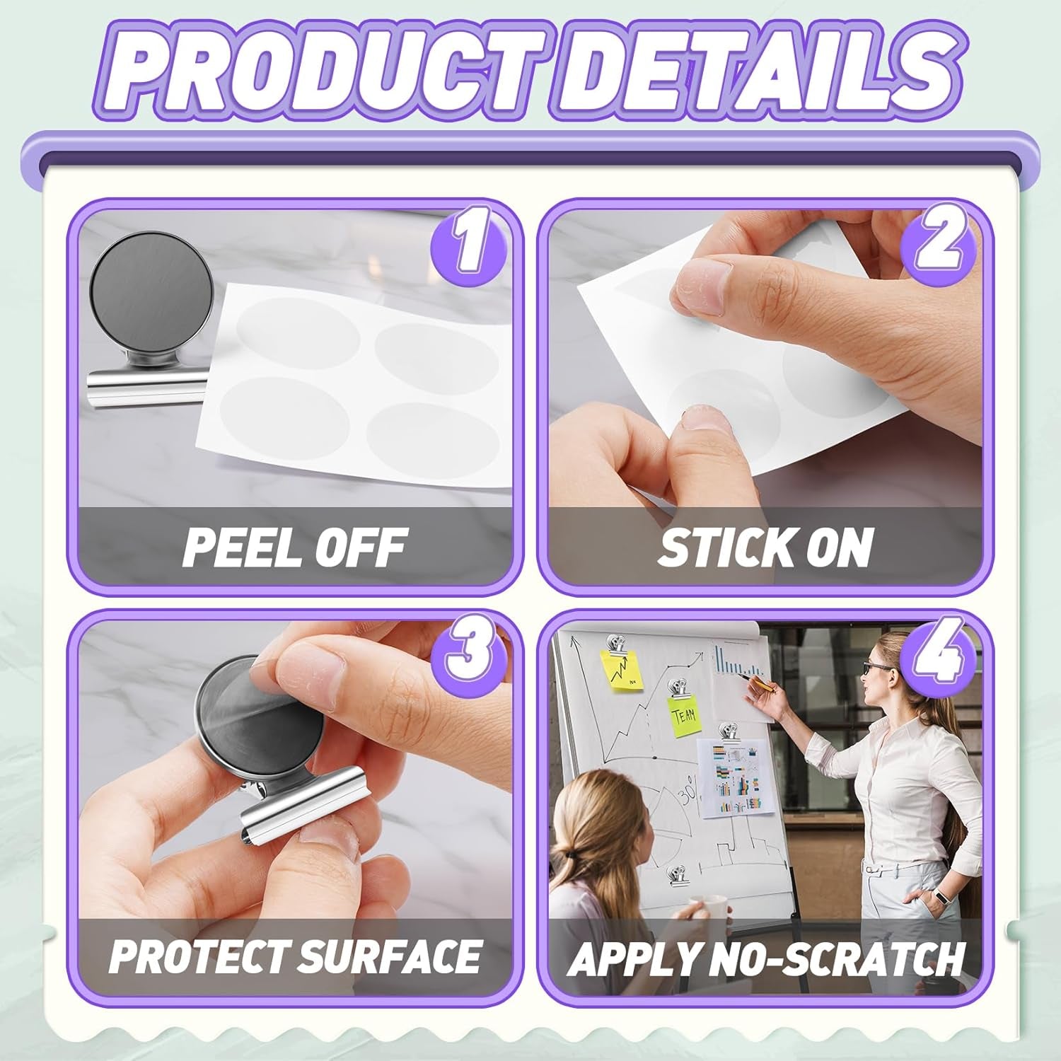 Heavy-Duty Magnetic Clips, 60-Pack Refrigerator and Whiteboard Magnets for Office, Classroom, and Home (Silver)