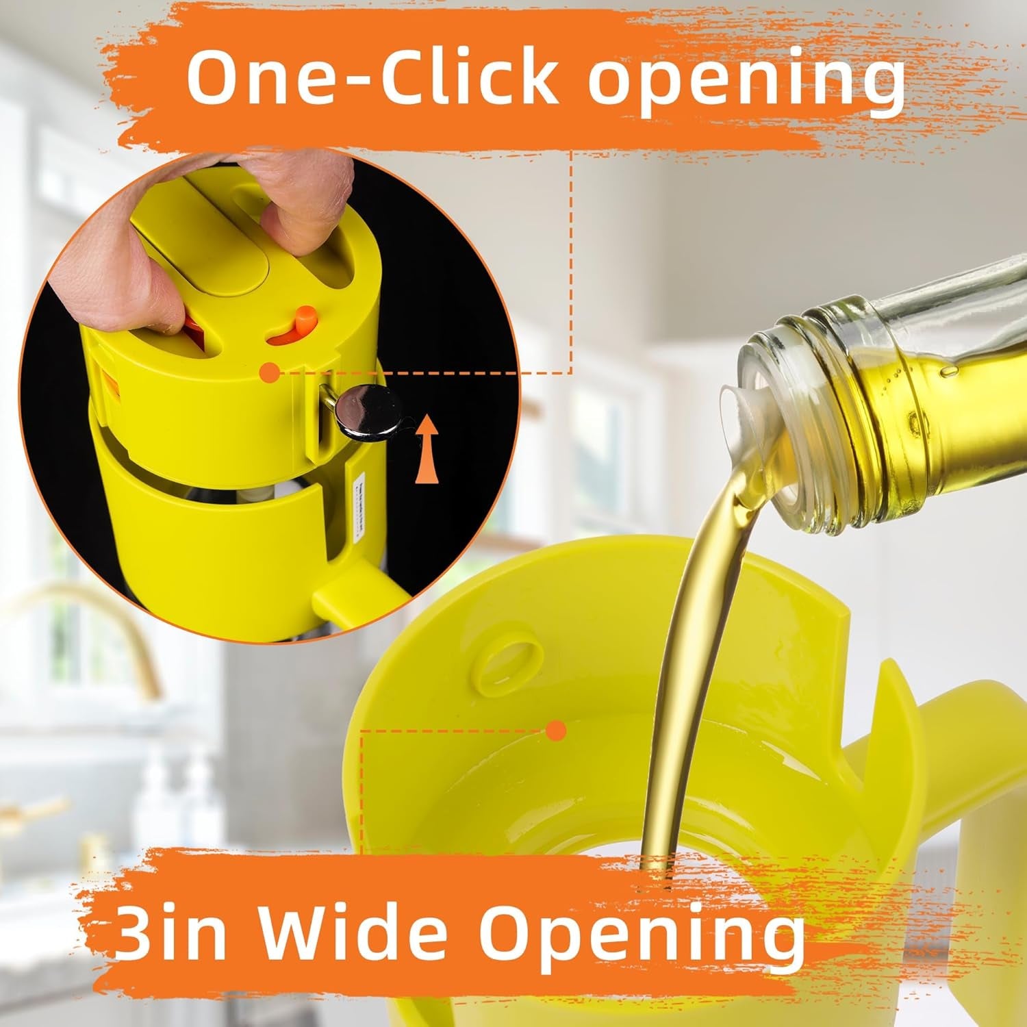 Oil Sprayer for Cooking, 2025 Large Advanced Olive Oil Dispenser Bottle,500Ml/17Oz Glass Olive Oil Sprayer,2 in 1 Even Spray with Portion Control for Kitchen, Air Fryer, Salad, BBQ - Yellow