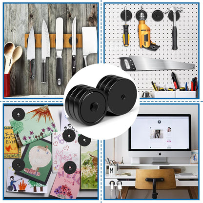 Magnets with Holes, 110 Lb+ Waterproof Strong Neodymium Cup Disc Magnets with Screws for Wall Mounting, Lifting Tools - Pack of 6