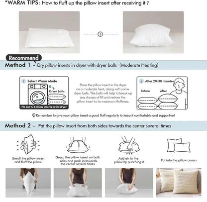 Set of 1 16X26 Inches Decorative Throw Pillow Insert, down and Feather Cotton Fabric Pillow, Rectangle Sham Stuffer for Sofa Couch Living Room