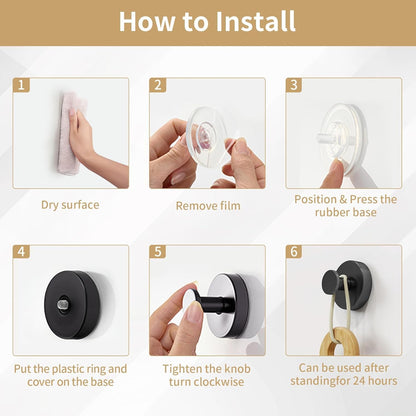 Suction Cup Hooks for Shower, Heavy Duty Towel Hooks for Bathroom Walls No Damage, Modern Shower Suction Hooks for Kitchen Wall, Glass, Mirror, Tile, Hanging Towels Robes, Black (2 Pack)