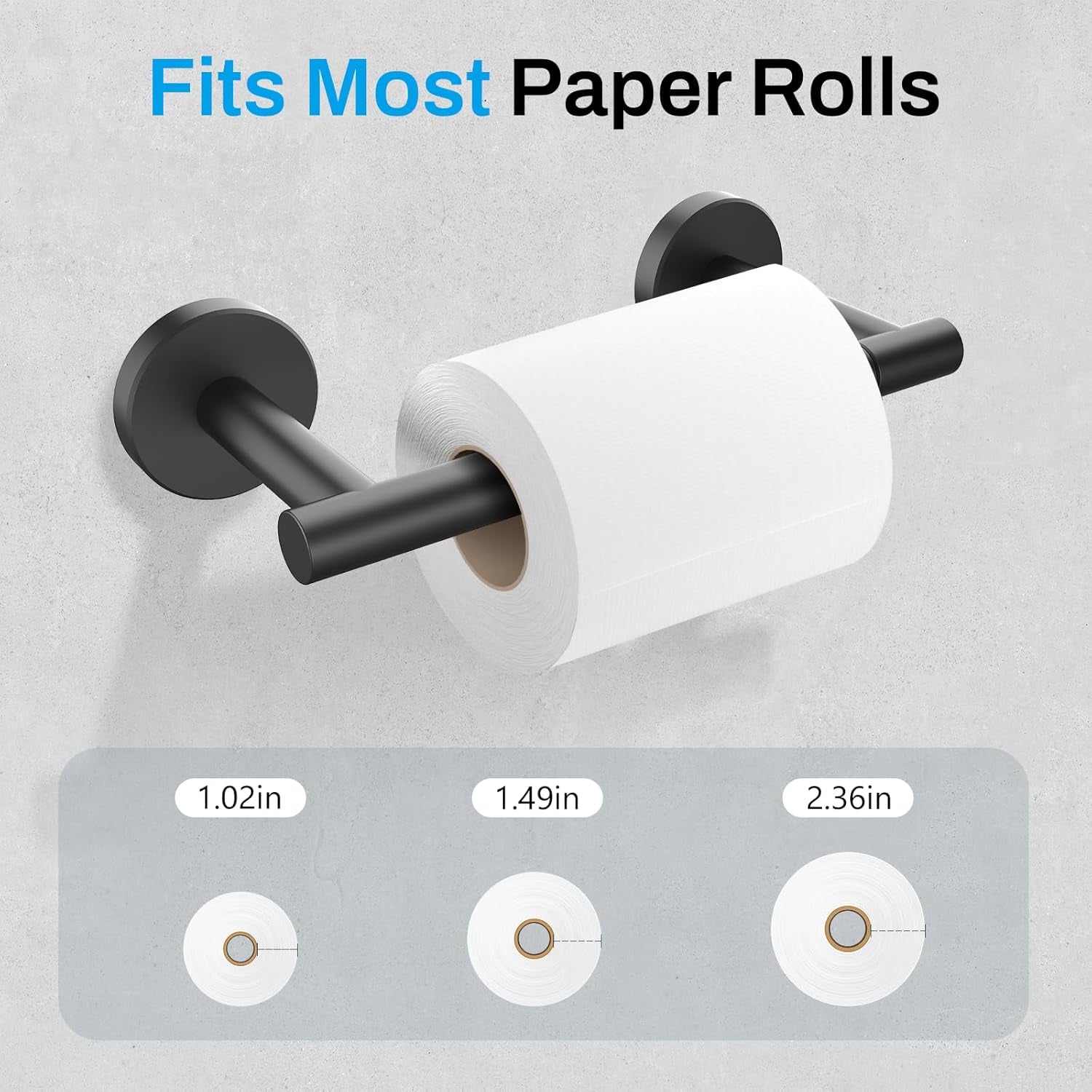 Toilet Paper Holder Wall Mount Screw-In Matte Black Bathroom Toilet Paper Roll Holders Stainless Steel Tissue Holder for Bathroom Hardware Accessories