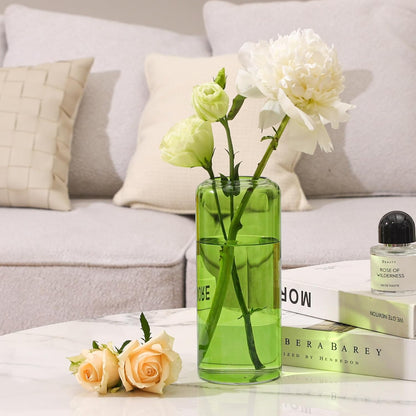 Glass Flower Vase, 8 Inch Tall Bud Vases, Home Decor Vases for Centerpiece for Living Room and Bedroom, Decorative Vases for Wedding, Valentines' Day, Mother'S Day (Green)