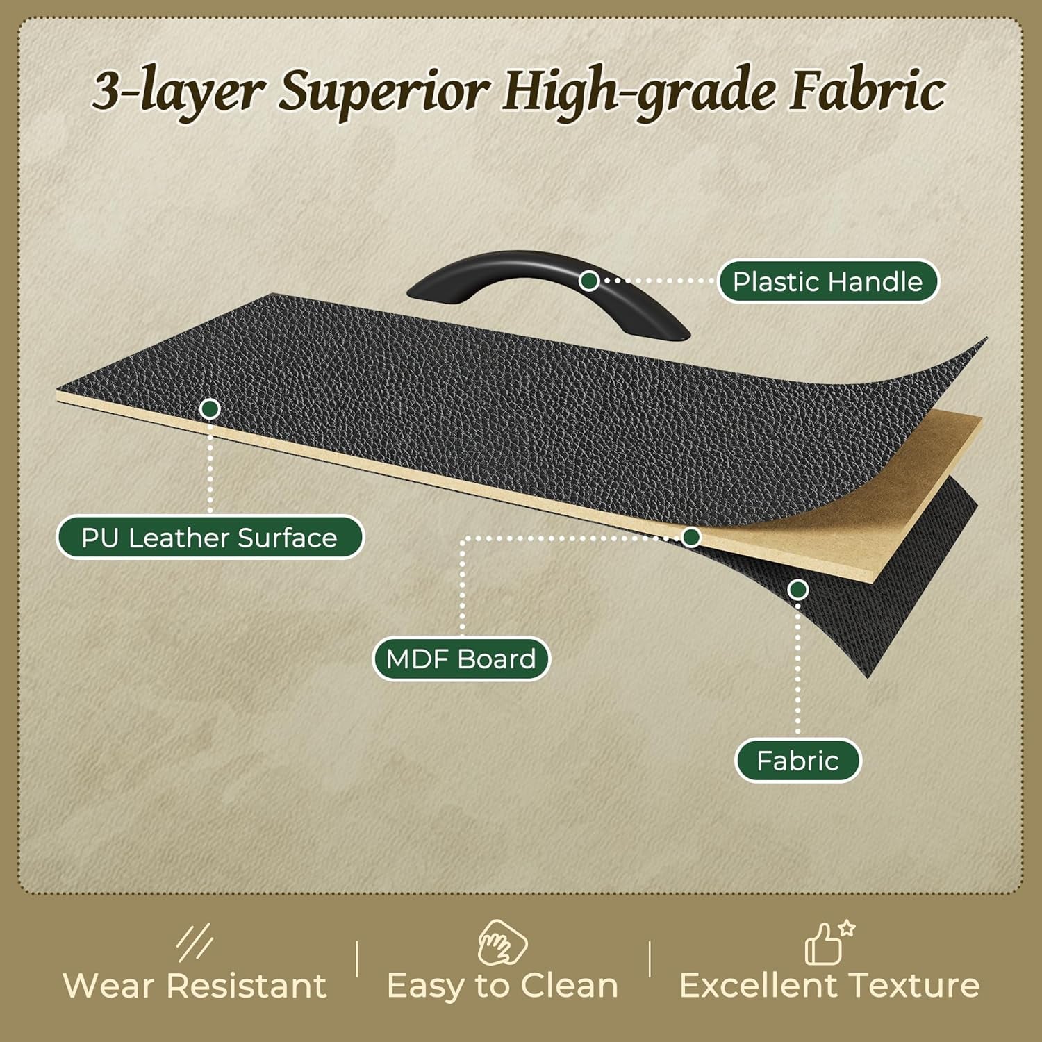 Bedroom Dresser and TV Stand Combo, 55-Inch Unit for 43-60 Inch TVs, Long Fabric Storage Solution with 7 Drawers, Black