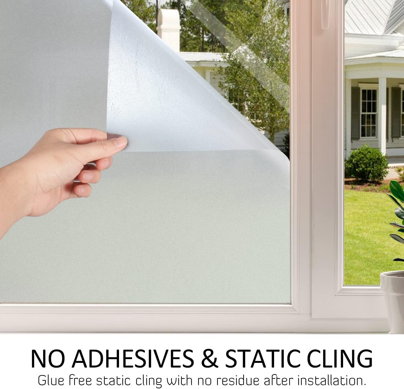 Frosted Window Privacy Film Heat Control UV Blocking, Static Cling Non-Adhesive Reusable Door Coverings for Bathroom Home Office (Frosted 17.5 Inch X 6.5 Feet)