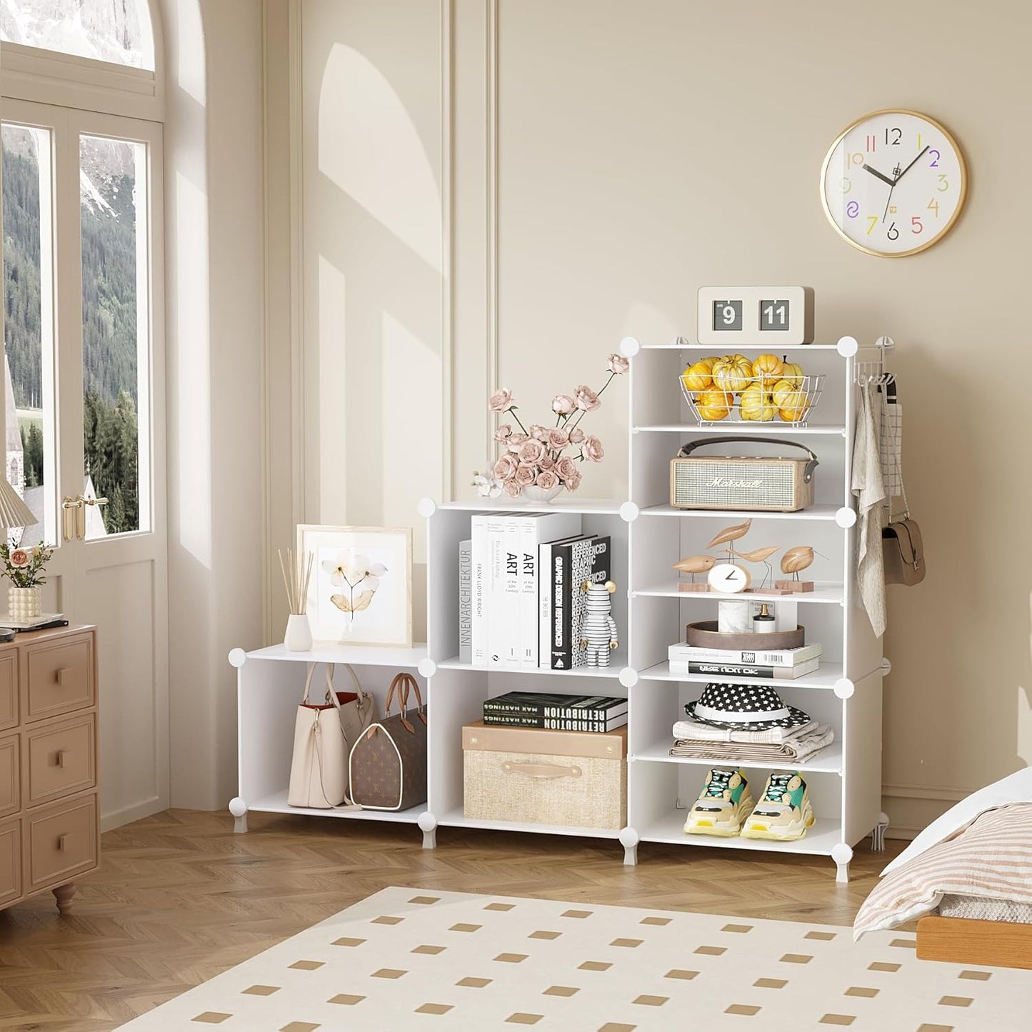 6 Cube Closet Organizer Storage Shelves Portable Clothes Organizers and Storage Stackable Cubby Shelving for Closet Bedroom Living Room Office White