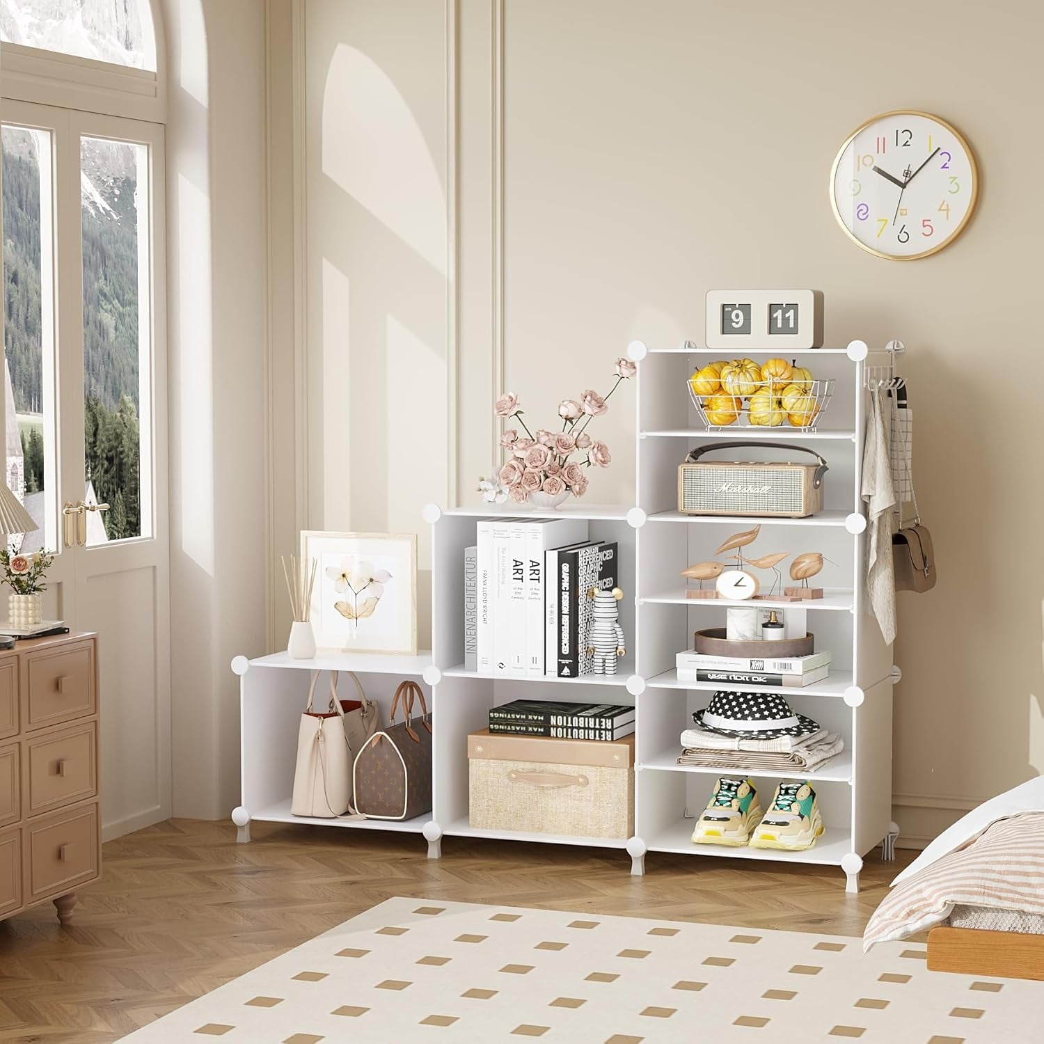 6 Cube Closet Organizer Storage Shelves Portable Clothes Organizers and Storage Stackable Cubby Shelving for Closet Bedroom Living Room Office White