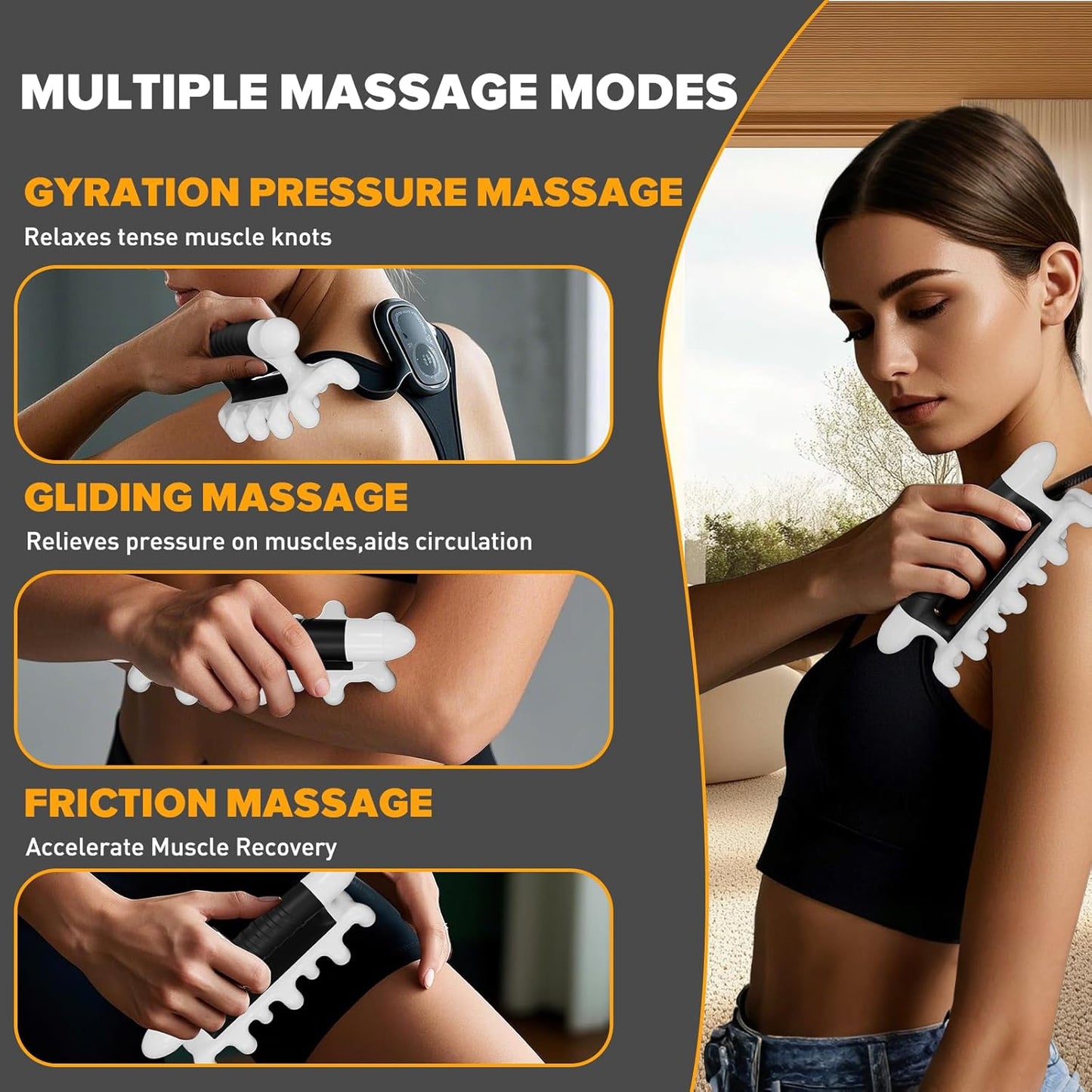 Fascia Massage Tool Blaster for Cellulite - Myofascial Release Tools for Trigger Point, Deep Tissue System Relief, Fascia Blaster for Muscle Knot Recovery & Relaxtion, Full Body Massager, Black