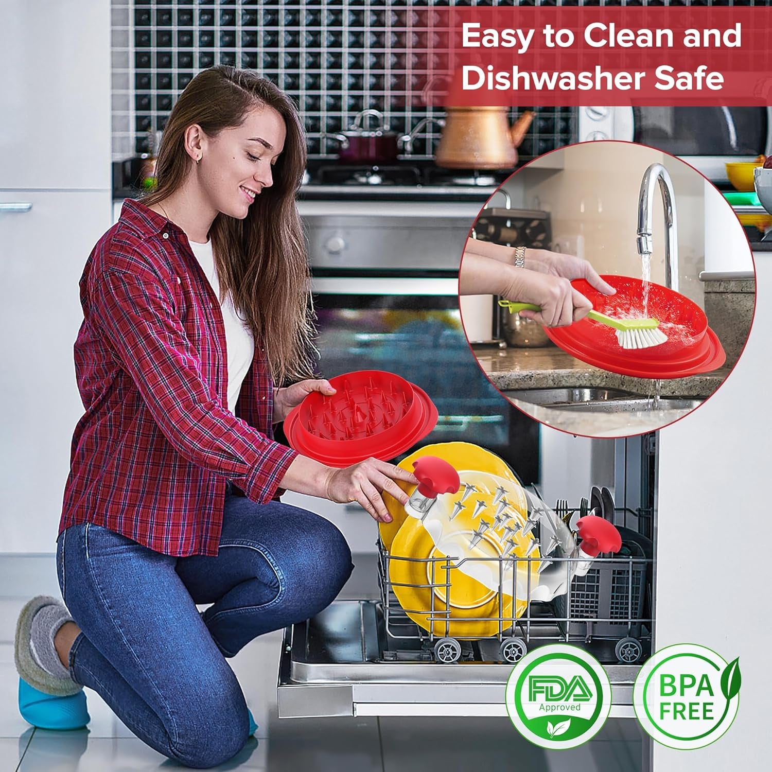 3Rd Gen Chicken Shredder Tool Twist Large with Detachable Plate for Easy Transfer, Chicken Breast Shredder, Meat Shredder, Strong Anti-Slip Strip Base, Visible Lid, Ergonomic Handle, Dishwasher Safe