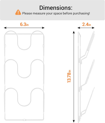 2 Pack Pot Lid Organizer Rack for Cabinet Door/Wall, 6-Tier Pot Lid Holders inside Cabinet Door, No Drilling Adhesive Wall/Door Mounted Rustproof Pots and Pans Lid Organizers for Kitchen Storage White