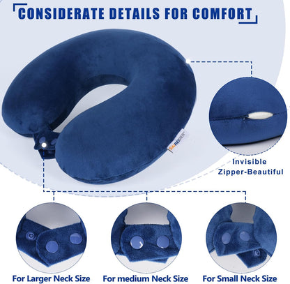 Neck Pillows for Travel-Head Neck Support Travel Pillow for Traveling, Car, Home, Office Adjustable(Navy Blue)