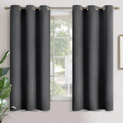 Blackout Curtains for Bedroom 63 Inches Long - Insulated Room Darkening Window Drapes with Grommet for Living Room Kids Energy Saving Thermal Curtain, 2 Panels, 42 X 63 Inch, Dark Grey