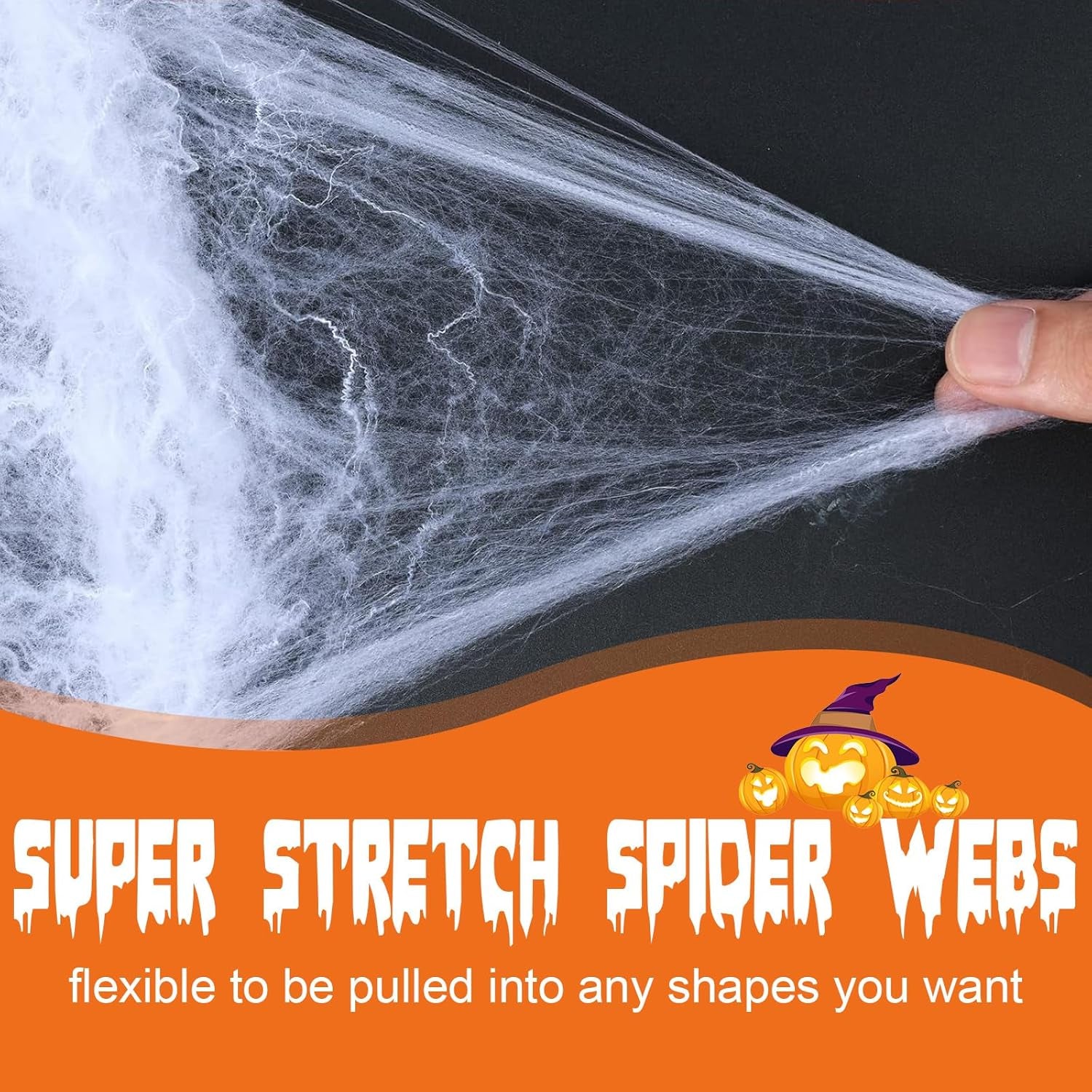 1400 Sqft Halloween Spider Web Decoration with 100 Extra Fake Spiders, Super Stretchy Cobwebs for Halloween Decoration Outdoor and Indoor