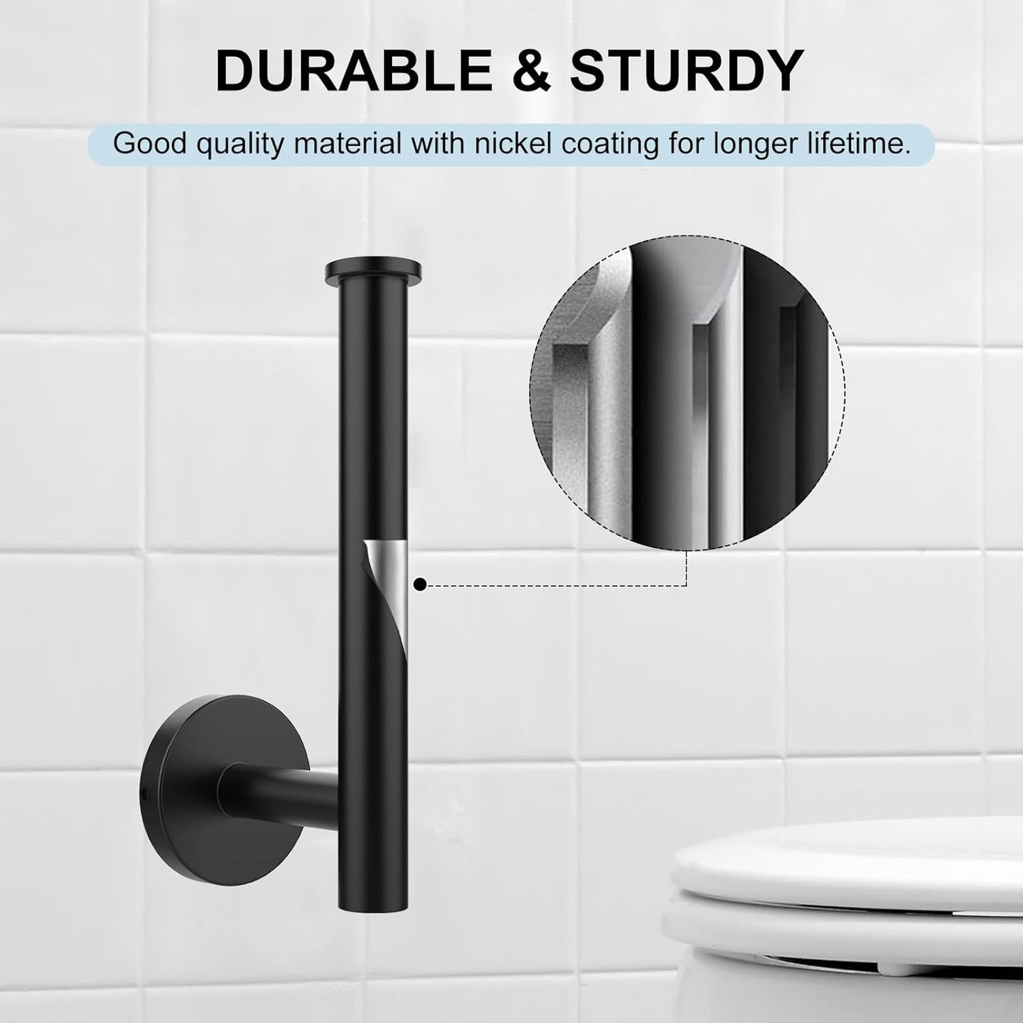 Towel Holder for Bathroom Wall Matte Black Stainless Steel Bathroom Accessories Set Includes Towel Ring and Toilet Paper Holder, Drill Hole